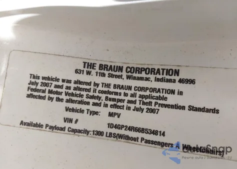 2006 Dodge Grand Caravan Se from USA, damaged, VIN 1D4GP24R66B534814